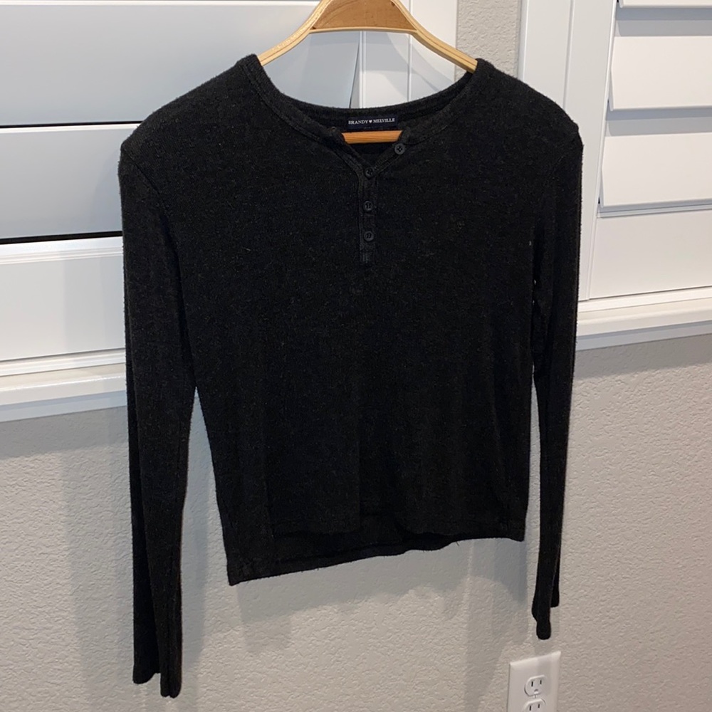 brandy melville long sleeve knitted 3/4 button up